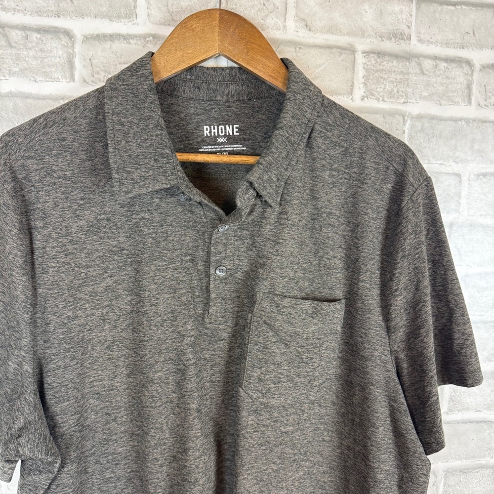 Rhone WFH Charcoal Gray Heather Short Sleeve Polo Shirt XL 101753 Golf Active